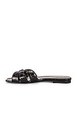 Saint Laurent Tribute Nu Pieds Embossed Croc Flat Sandals in Noir, view 5, click to view large image.