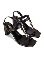 Saint Laurent Cassandra Sandals in Nero, view 1, click to view large image.