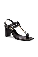 Saint Laurent Cassandra Sandals in Nero, view 3, click to view large image.