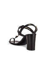 Saint Laurent Cassandra Sandals in Nero, view 4, click to view large image.