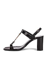 Saint Laurent Cassandra Sandals in Nero, view 5, click to view large image.