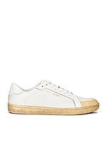 Saint Laurent Court Classic Low Top Sneakers in Blanc Optique, view 1, click to view large image.