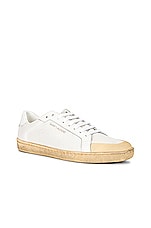 Saint Laurent Court Classic Low Top Sneakers in Blanc Optique, view 2, click to view large image.