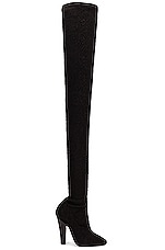 Saint Laurent 68 Over The Knee Stretch Boots in Noir, view 1, click to view large image.