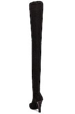 Saint Laurent 68 Over The Knee Stretch Boots in Noir, view 3, click to view large image.