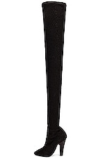 Saint Laurent 68 Over The Knee Stretch Boots in Noir, view 5, click to view large image.