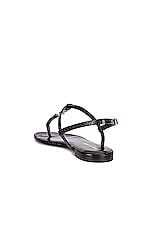 Saint Laurent Cassandra Embossed Croc Flat Sandals in Noir, view 4, click to view large image.