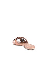 Saint Laurent Tribute Flat Sandal in Beige Rose, view 3, click to view large image.