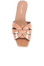 Saint Laurent Tribute Flat Sandal in Beige Rose, view 4, click to view large image.