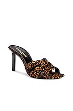 Saint Laurent Tribute Leopard Mules in Natural, view 2, click to view large image.