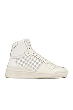 Saint Laurent SL24 High Top Sneakers in Blanc Optique, view 1, click to view large image.