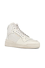 Saint Laurent SL24 High Top Sneakers in Blanc Optique, view 2, click to view large image.