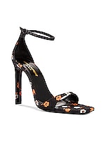 Saint Laurent Bea Ankle Strap Sandals in Nero Multicolor, view 2, click to view large image.