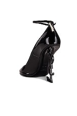 Saint Laurent Tower Opyum Ankle Strap Heels in Nero, view 3, click to view large image.