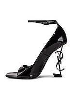 Saint Laurent Tower Opyum Ankle Strap Heels in Nero, view 5, click to view large image.