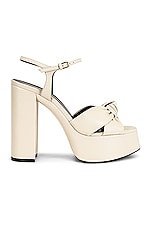 Saint Laurent Bianca Platform Sandals in Pearl, view 1, click to view large image.