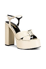 Saint Laurent Bianca Platform Sandals in Pearl, view 2, click to view large image.