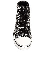 Saint Laurent Malibu Mid Top Sneakers in Nero & Bianci, view 4, click to view large image.