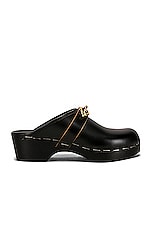 Saint Laurent Le Maillon Clogs in Nero, view 1, click to view large image.