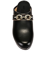Saint Laurent Le Maillon Clogs in Nero, view 4, click to view large image.