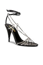 Saint Laurent Cristal Chain Sandals in Nero, view 2, click to view large image.