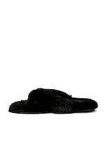 Saint Laurent Bleach Flat Sandals in Nero, view 5, click to view large image.