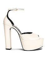 Saint Laurent Jodie 95 Platform Sandals in Pearl, view 1, click to view large image.