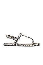 Saint Laurent Cassandra Flat Sandals in Bianco Nero, view 1, click to view large image.