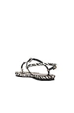 Saint Laurent Cassandra Flat Sandals in Bianco Nero, view 3, click to view large image.