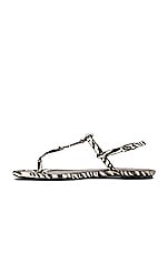 Saint Laurent Cassandra Flat Sandals in Bianco Nero, view 5, click to view large image.