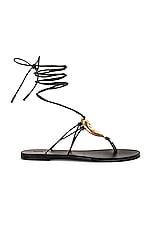 Saint Laurent Can Flat Sandals in Nero, view 1, click to view large image.