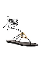 Saint Laurent Can Flat Sandals in Nero, view 2, click to view large image.
