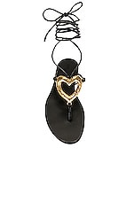 Saint Laurent Can Flat Sandals in Nero, view 4, click to view large image.