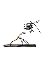 Saint Laurent Can Flat Sandals in Nero, view 5, click to view large image.