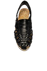Saint Laurent Braided Flat Sandals in Nero, view 4, click to view large image.