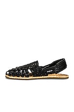 Saint Laurent Braided Flat Sandals in Nero, view 5, click to view large image.