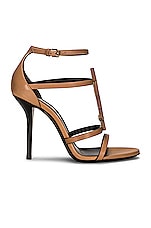 Saint Laurent Cassandra Heels in Gold Brown, view 1, click to view large image.