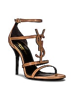 Saint Laurent Cassandra Heels in Gold Brown, view 2, click to view large image.