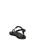 Saint Laurent Cassandra Flat Sandals in Nero, view 3, click to view large image.