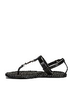 Saint Laurent Cassandra Flat Sandals in Nero, view 5, click to view large image.
