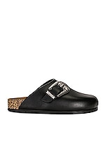 Saint Laurent Jimmy Clog Mules in Nero, view 1, click to view large image.