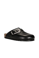 Saint Laurent Jimmy Clog Mules in Nero, view 2, click to view large image.