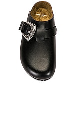 Saint Laurent Jimmy Clog Mules in Nero, view 4, click to view large image.
