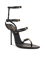 Saint Laurent Nuit Sandals in Nero, view 2, click to view large image.