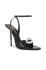 Saint Laurent Nuit Evening Sandals in Nero, view 2, click to view large image.