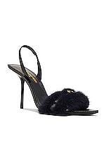 Saint Laurent Ilona Slingback Heels in Blue Notte & Nero, view 2, click to view large image.