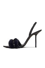 Saint Laurent Ilona Slingback Heels in Blue Notte & Nero, view 5, click to view large image.