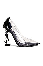 Saint Laurent Opyum Pumps in Nero & Transparent, view 1, click to view large image.