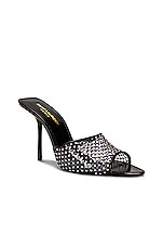 Saint Laurent Disco Mules in Nero Crystal & Nero, view 2, click to view large image.