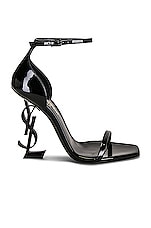 Saint Laurent Opyum 110 YSL Heeled Sandals in Nero, view 1, click to view large image.